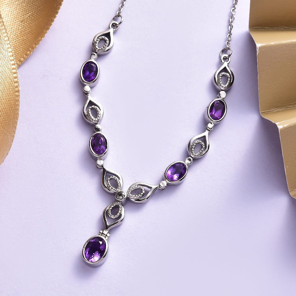 Afrikanisches Amethyst Collier, ca. 45 cm, Edelstahl, ca. 2.32 ct