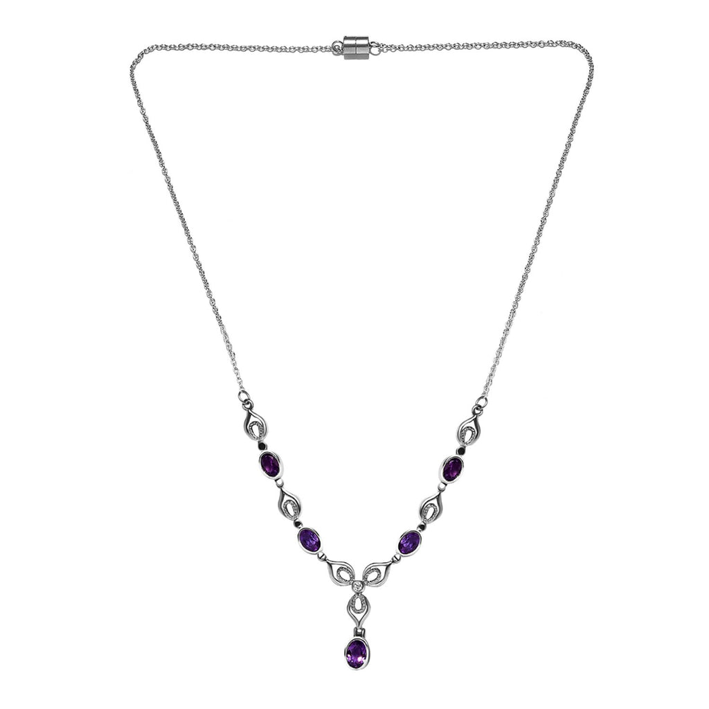 Afrikanisches Amethyst Collier, ca. 45 cm, Edelstahl, ca. 2.32 ct