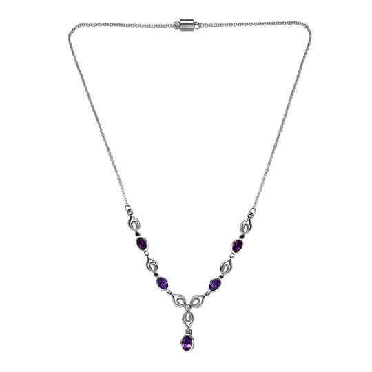 Afrikanisches Amethyst Collier, ca. 45 cm, Edelstahl, ca. 2.32 ct