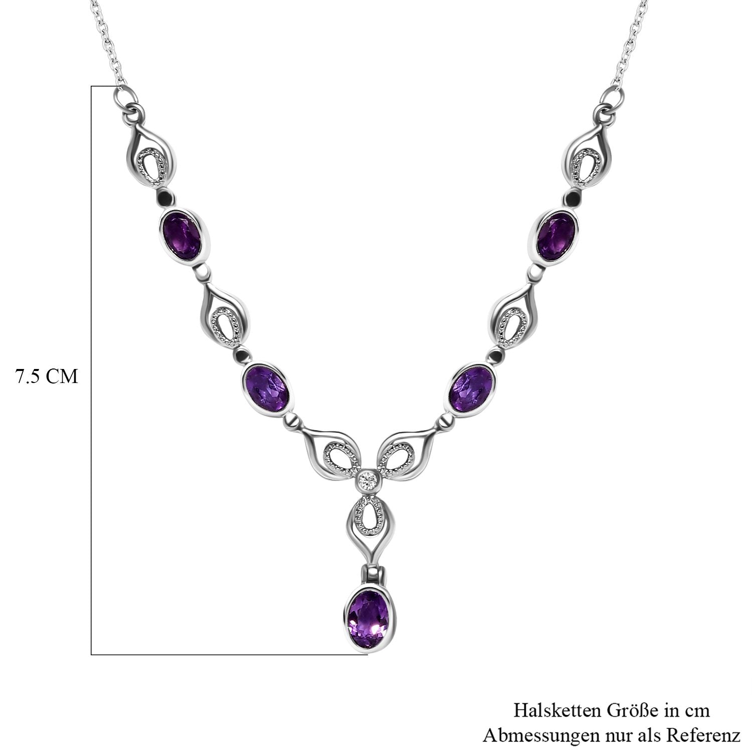 Afrikanisches Amethyst Collier, ca. 45 cm, Edelstahl, ca. 2.32 ct