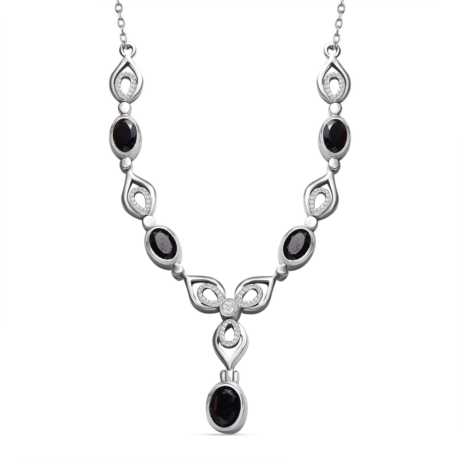 Schwarzes Spinell Collier, ca. 45 cm Edelstahl ca. 3.65 ct