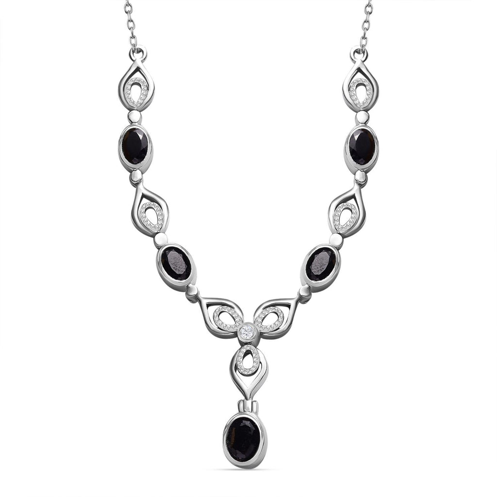 Schwarzes Spinell Collier, ca. 45 cm Edelstahl ca. 3.65 ct