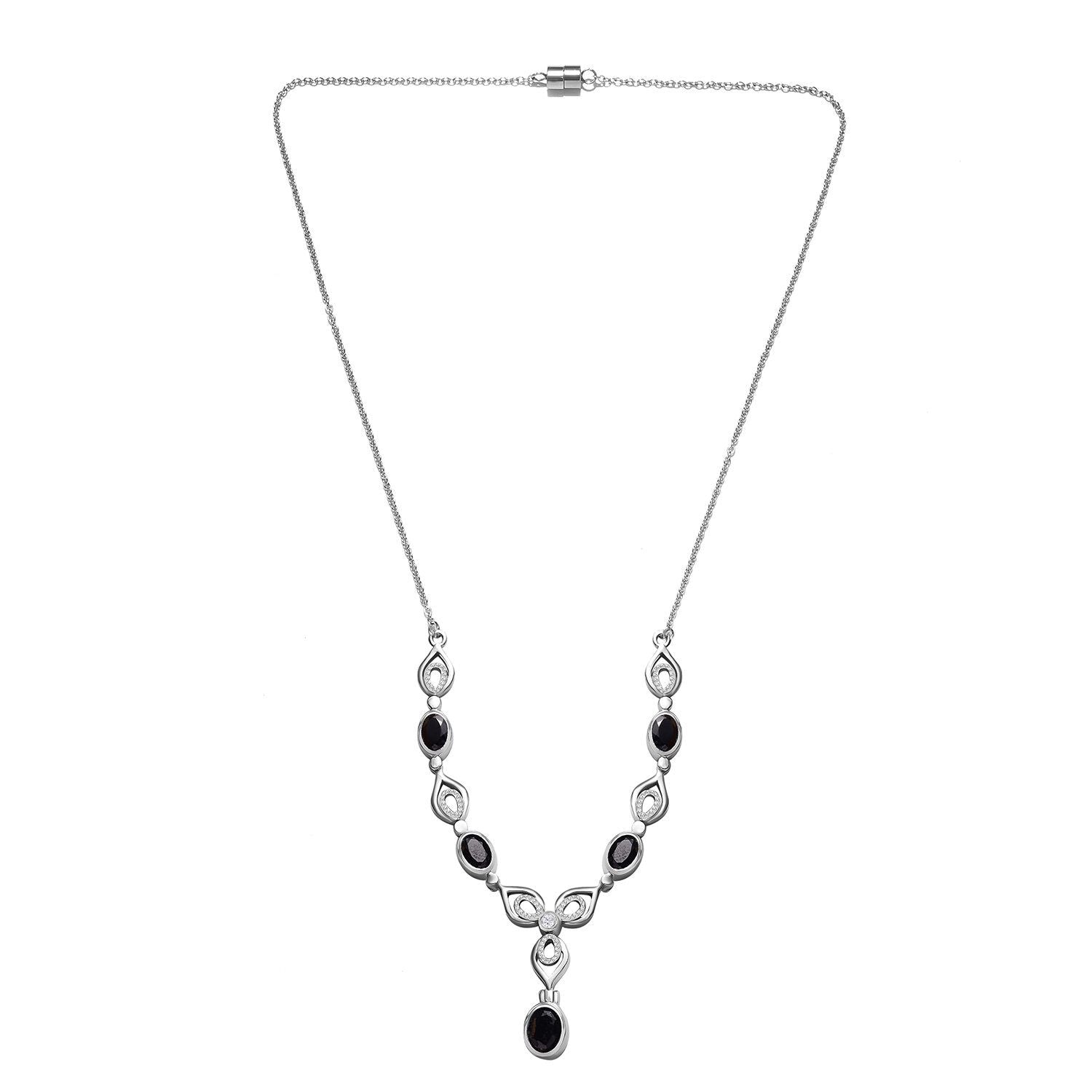 Schwarzes Spinell Collier, ca. 45 cm Edelstahl ca. 3.65 ct