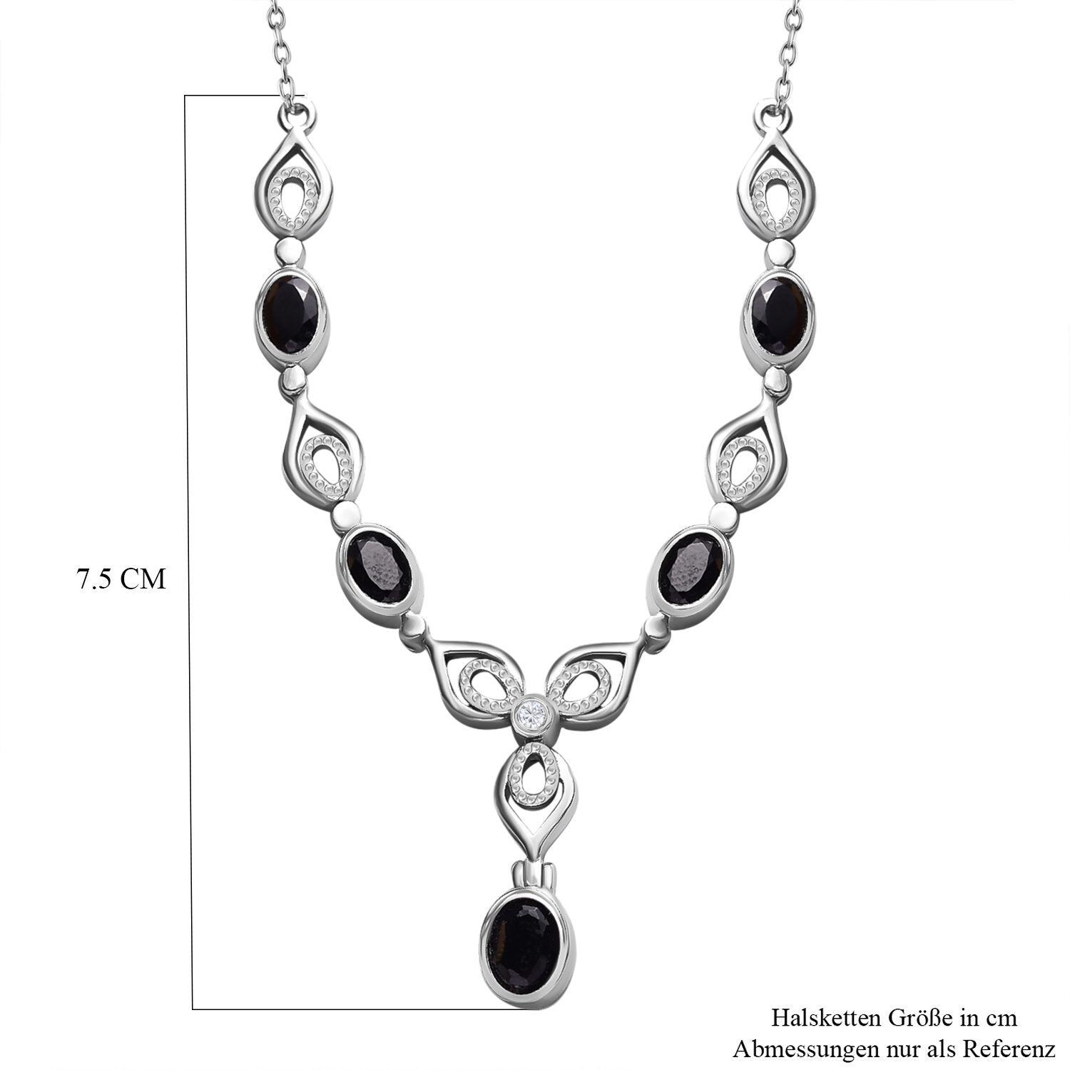 Schwarzes Spinell Collier, ca. 45 cm Edelstahl ca. 3.65 ct
