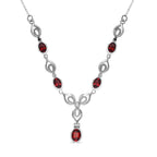 Rotes Granat Collier, ca. 45 cm Edelstahl ca. 3,25 ct