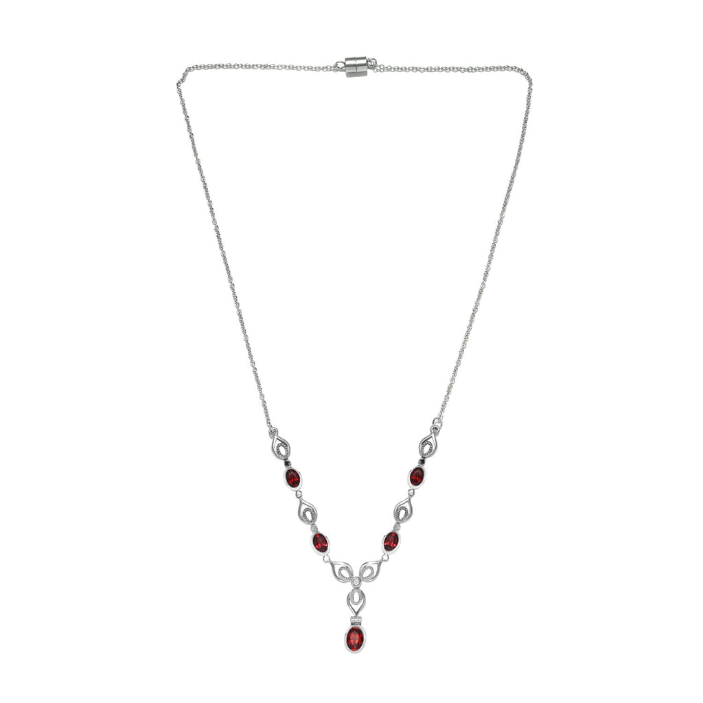 Rotes Granat Collier, ca. 45 cm Edelstahl ca. 3,25 ct