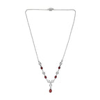 Rotes Granat Collier, ca. 45 cm Edelstahl ca. 3,25 ct