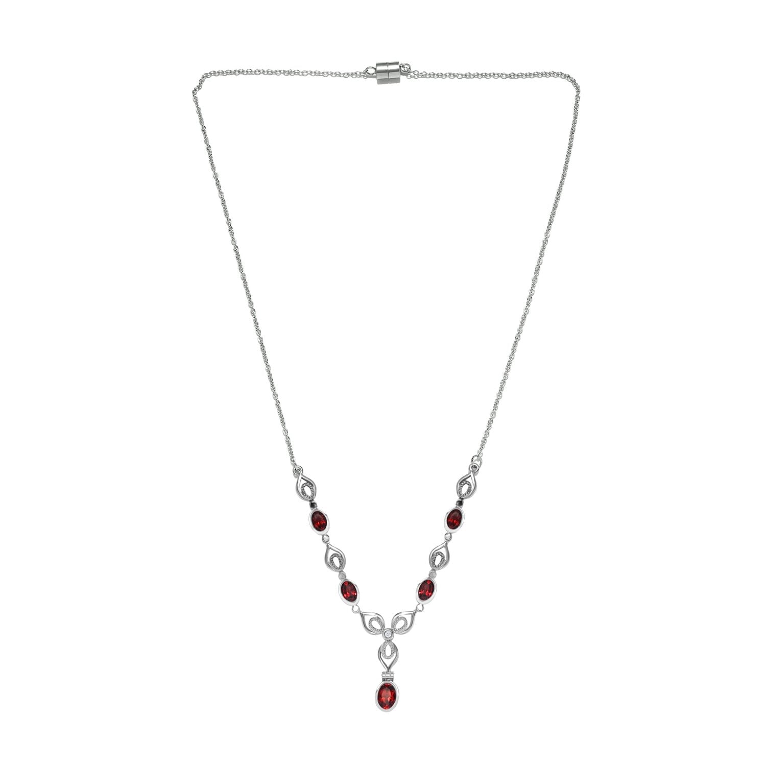 Rotes Granat Collier, ca. 45 cm Edelstahl ca. 3,25 ct