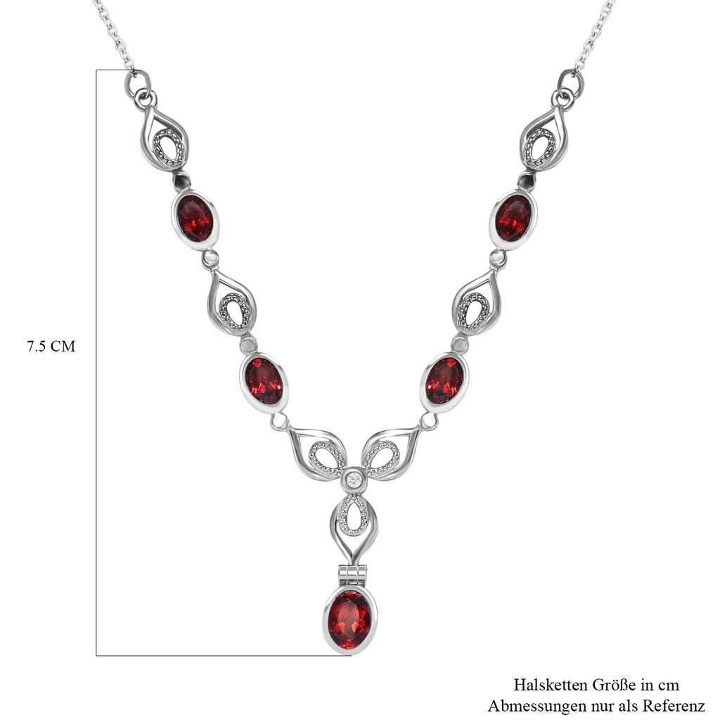 Rotes Granat Collier, ca. 45 cm Edelstahl ca. 3,25 ct