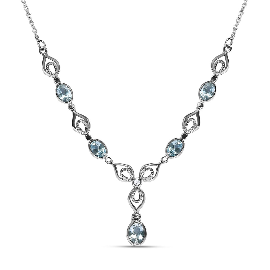Himmelblaues Topas Collier, ca. 45 cm Edelstahl ca. 3,56 ct