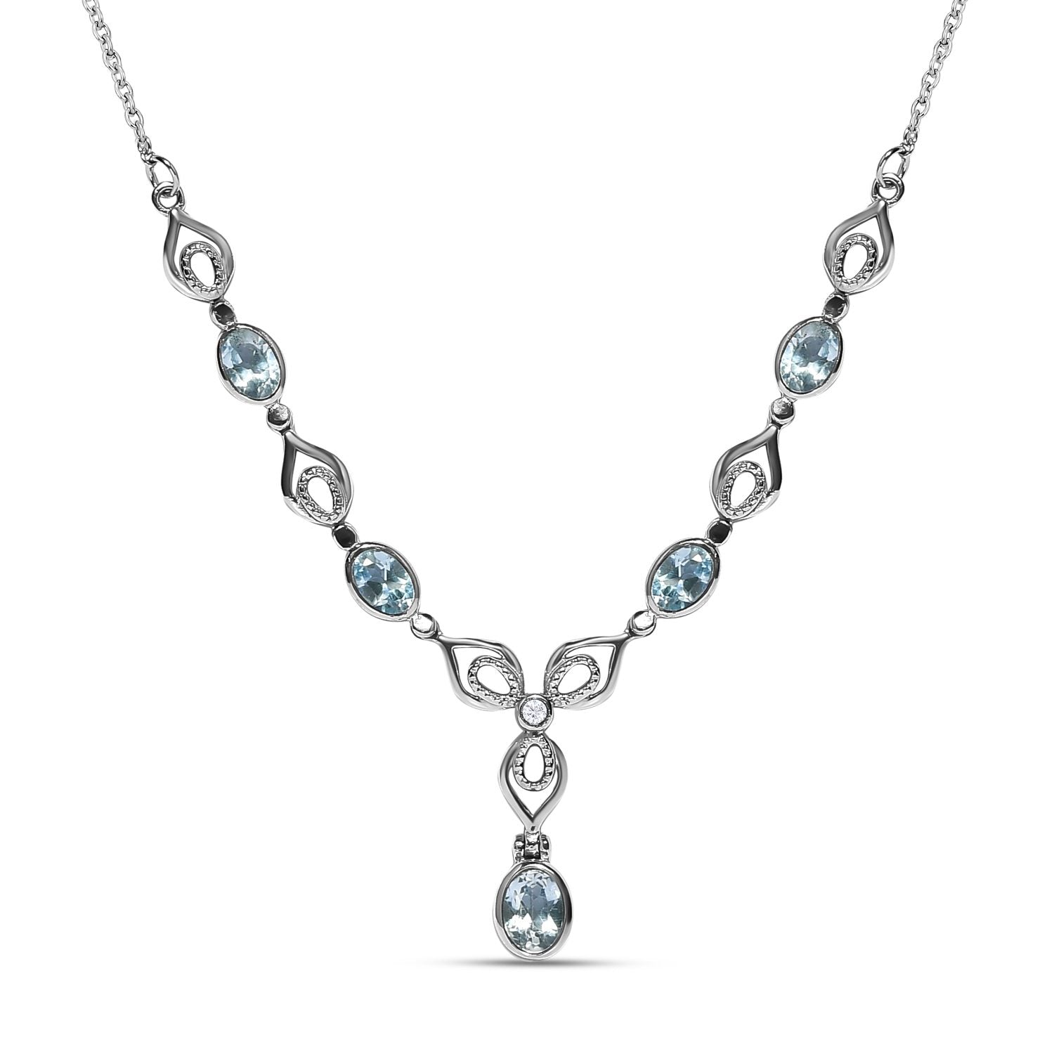 Himmelblaues Topas Collier, ca. 45 cm Edelstahl ca. 3,56 ct