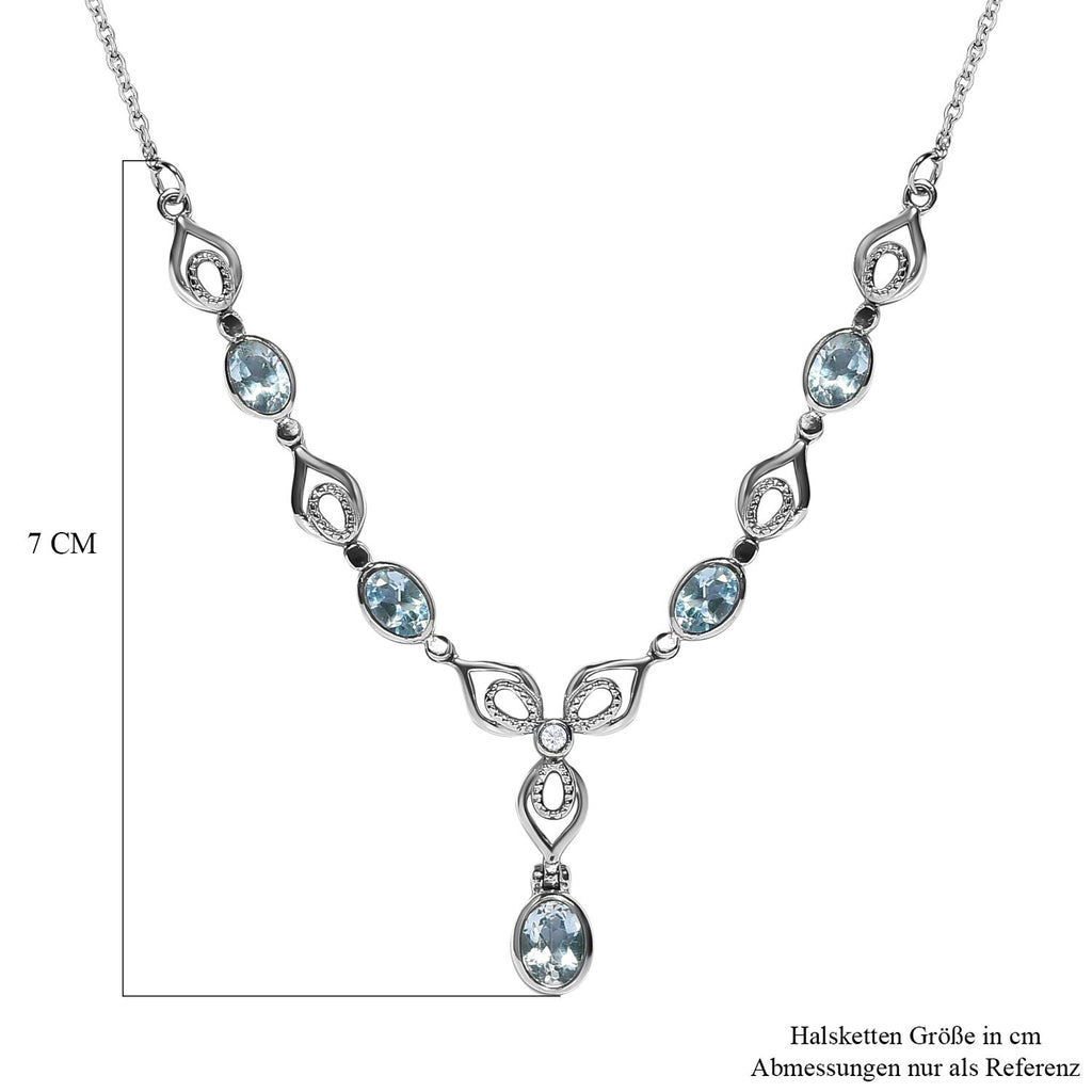 Himmelblaues Topas Collier, ca. 45 cm Edelstahl ca. 3,56 ct