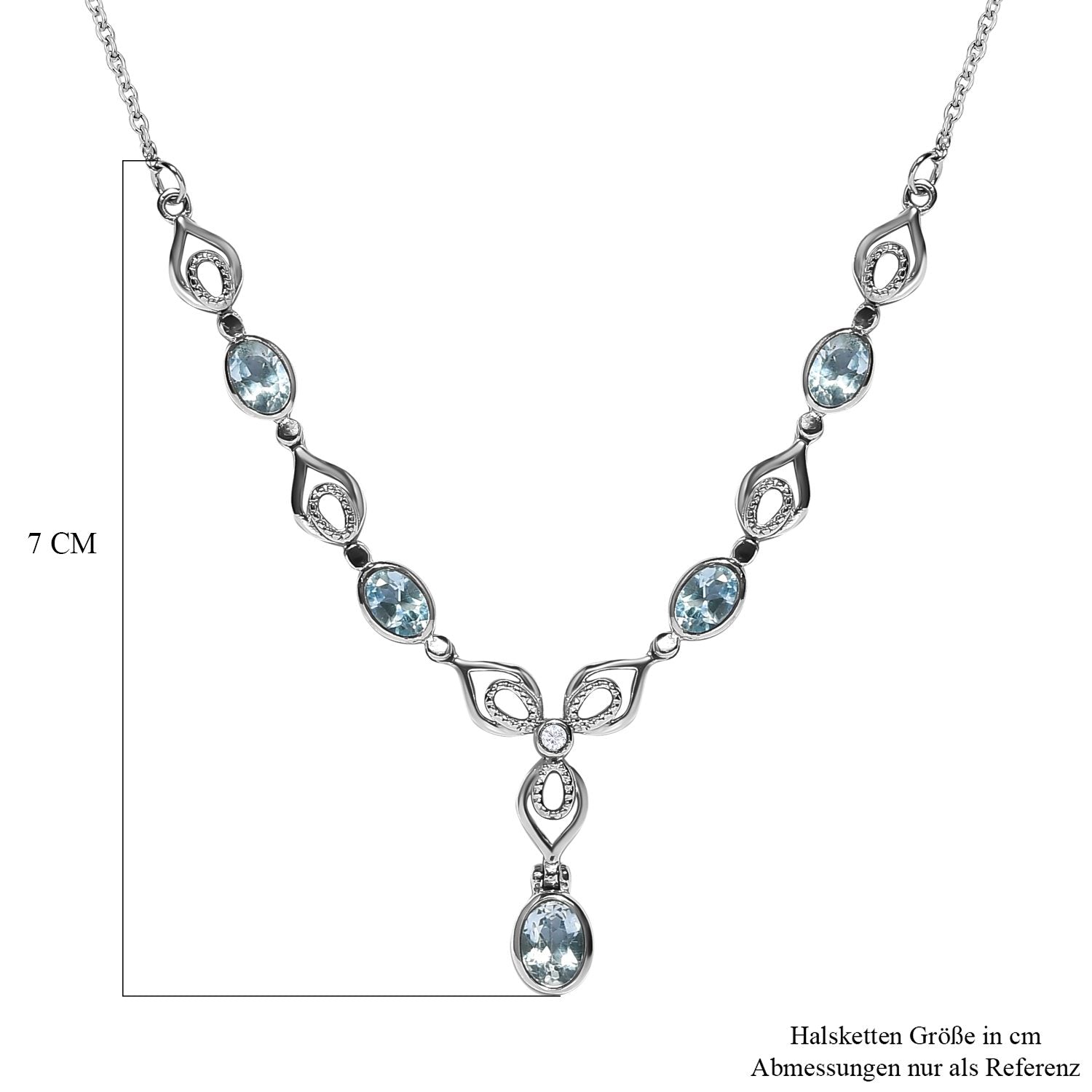 Himmelblaues Topas Collier, ca. 45 cm Edelstahl ca. 3,56 ct