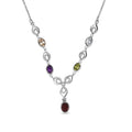 Mehrfarbiges Collier, ca. 45 cm Edelstahl ca. 3,08 ct