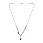 Mehrfarbiges Collier, ca. 45 cm Edelstahl ca. 3,08 ct