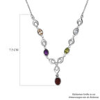 Mehrfarbiges Collier, ca. 45 cm Edelstahl ca. 3,08 ct