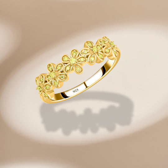 Natürlicher gelber Diamant Ring, 925 Silber Gelbgold Vermeil (Größe 21.00) ca. 0.15 ct