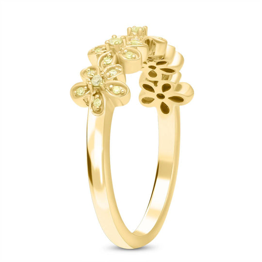 Natürlicher gelber Diamant Ring, 925 Silber Gelbgold Vermeil (Größe 21.00) ca. 0.15 ct