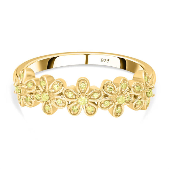 Natürlicher gelber Diamant Ring, 925 Silber Gelbgold Vermeil (Größe 21.00) ca. 0.15 ct