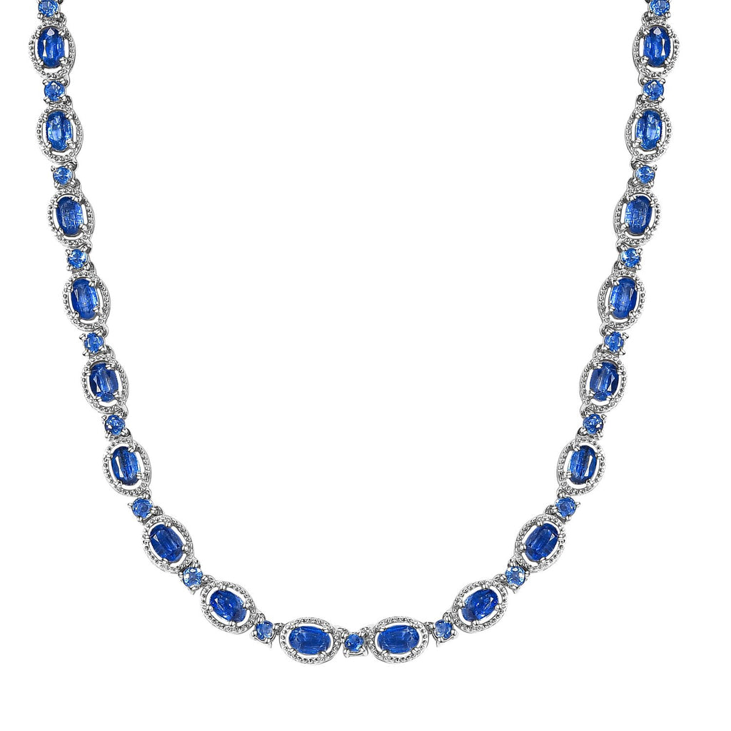 Kaschmir Kyanit Halskette, ca. 45 cm, 925 Silber platiniert ca. 27.60 ct