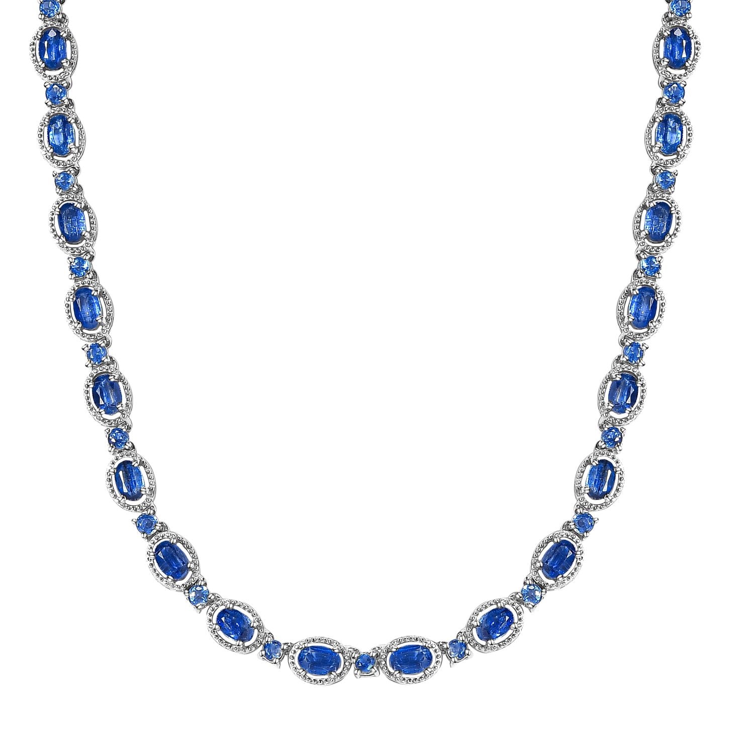 Kaschmir Kyanit Halskette, ca. 45 cm, 925 Silber platiniert ca. 27.60 ct