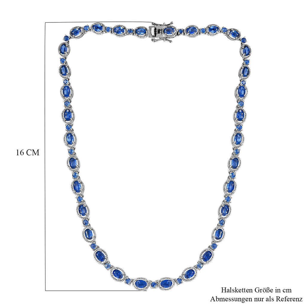 Kaschmir Kyanit Halskette, ca. 45 cm, 925 Silber platiniert ca. 27.60 ct