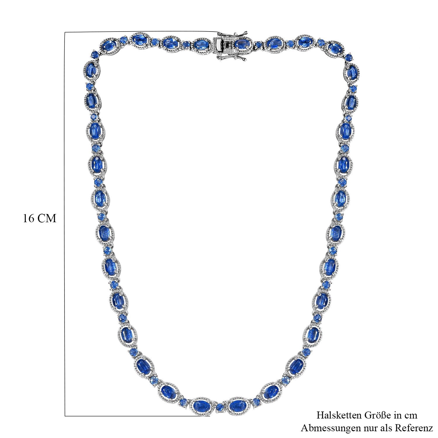 Kaschmir Kyanit Halskette, ca. 45 cm, 925 Silber platiniert ca. 27.60 ct