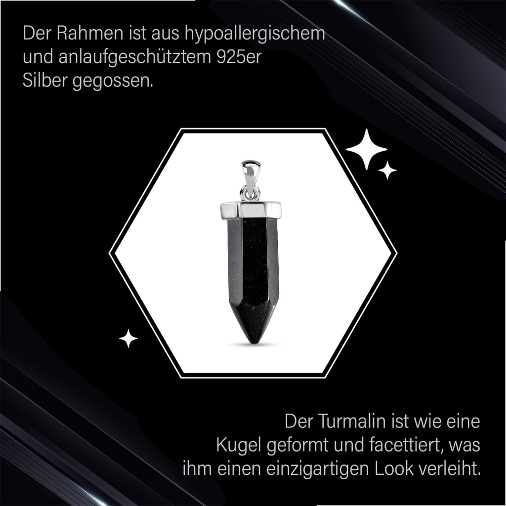 Schwarzer Turmalin Anhänger, 925 Silber ca. 16.76 ct