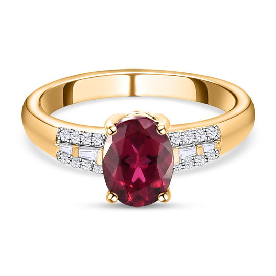 AAA Rubellit und weißer Diamant Ring, 585 Gold (Größe 19.00) ca. 1.41 ct
