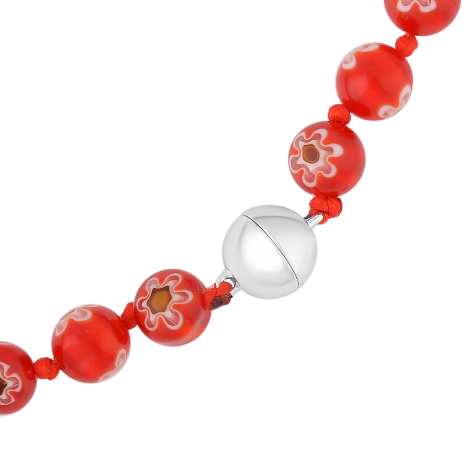 Murano-Stil, Murano-Glasperlen Design, Halskette, ca. 50 cm, Rot