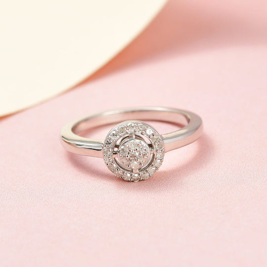 Weißer Diamant Ring, 925 Silber Gelbgold Vermeil (Größe 20.00) ca. 0,20 ct