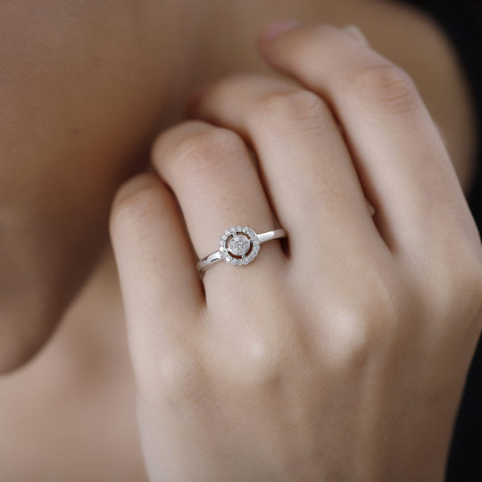 Weißer Diamant Ring, 925 Silber Gelbgold Vermeil (Größe 20.00) ca. 0,20 ct