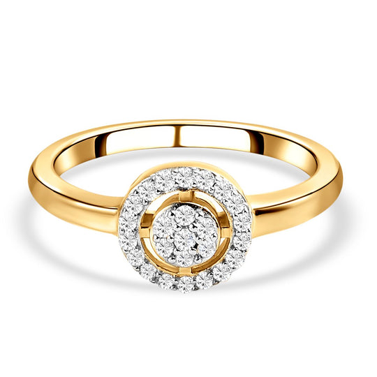 Weißer Diamant Ring, 925 Silber Gelbgold Vermeil (Größe 20.00) ca. 0,20 ct