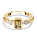 Natürlicher goldener Tansanit und weißer Zirkon-Ring, 925 Silber Gelbgold Vermeil (Größe 18.00) ca. 0.99 ct