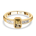 Natürlicher goldener Tansanit und weißer Zirkon-Ring, 925 Silber Gelbgold Vermeil (Größe 18.00) ca. 0.99 ct