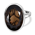 Rauchquarz Ring, 925 Silber platiniert (Größe 17.00) ca. 28.78 ct