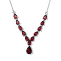 Natürliches Mosambik Granat Collier, ca. 45 cm, 925 Silber platiniert ca. 6.87 ct