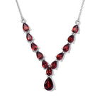 Natürliches Mosambik Granat Collier, ca. 45 cm, 925 Silber platiniert ca. 6.87 ct