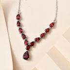 Natürliches Mosambik Granat Collier, ca. 45 cm, 925 Silber platiniert ca. 6.87 ct