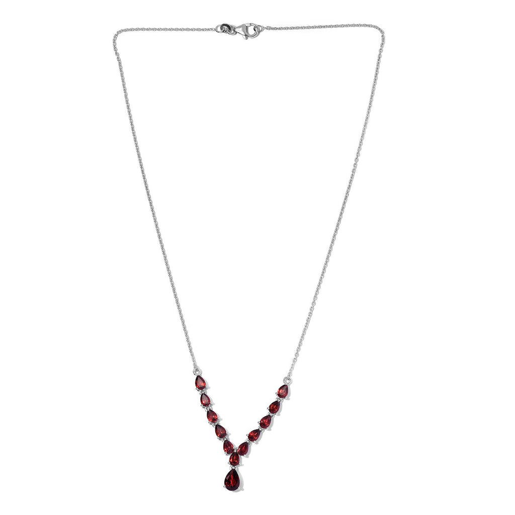 Natürliches Mosambik Granat Collier, ca. 45 cm, 925 Silber platiniert ca. 6.87 ct