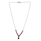 Natürliches Mosambik Granat Collier, ca. 45 cm, 925 Silber platiniert ca. 6.87 ct