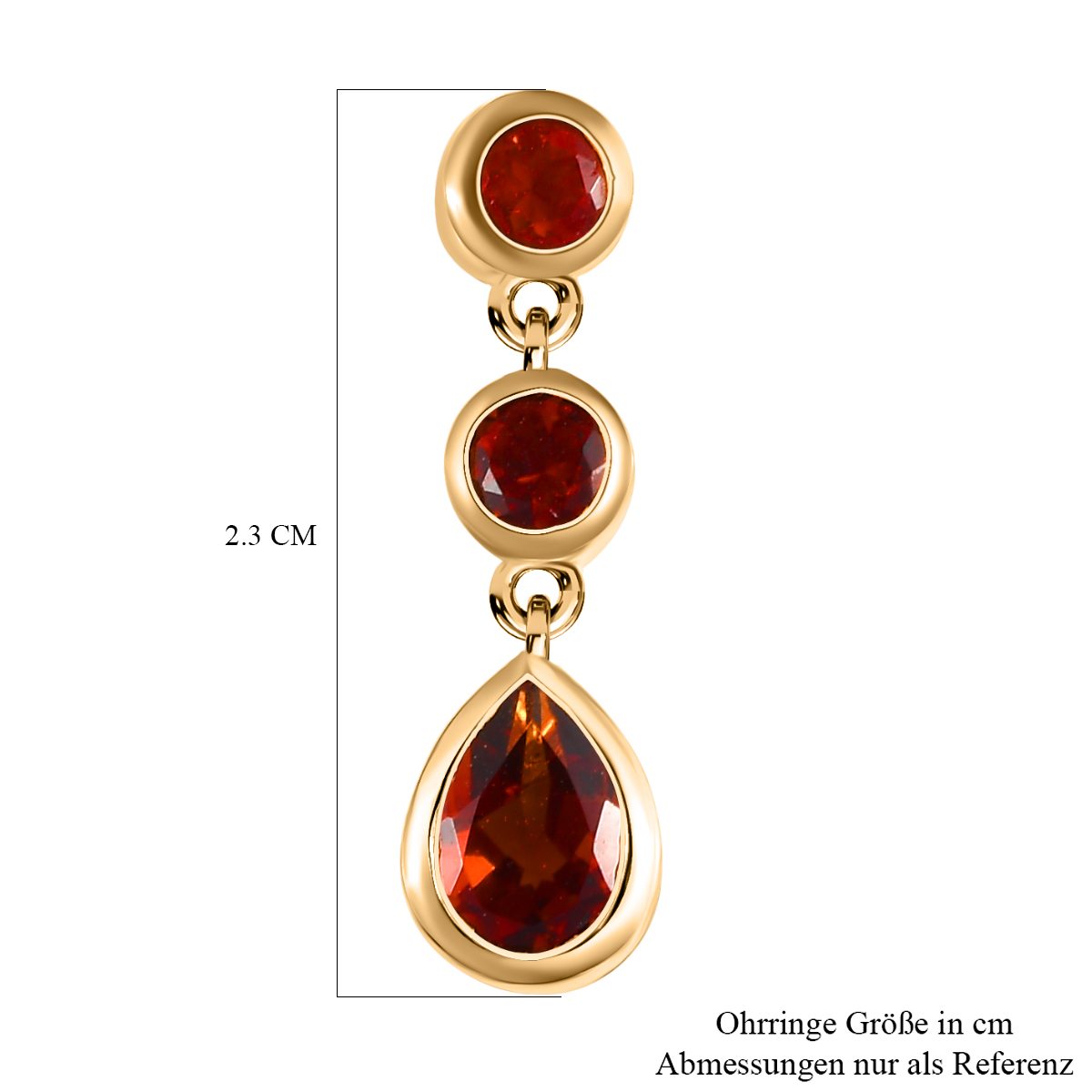 Kirsch Citrin Ohrringe, 925 Silber vergoldet ca. 1.86 ct