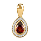 Kirsch Citrin und weißer Zirkon Anhänger, 925 Silber Gelbgold Vermeil ca. 1.99 ct