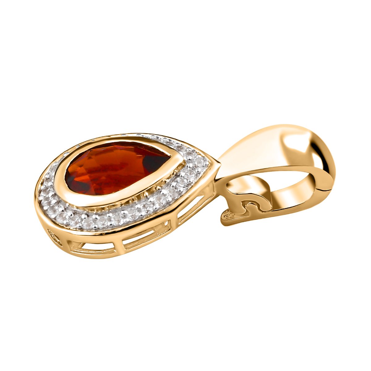 Kirsch Citrin und weißer Zirkon Anhänger, 925 Silber Gelbgold Vermeil ca. 1.99 ct