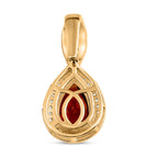 Kirsch Citrin und weißer Zirkon Anhänger, 925 Silber Gelbgold Vermeil ca. 1.99 ct