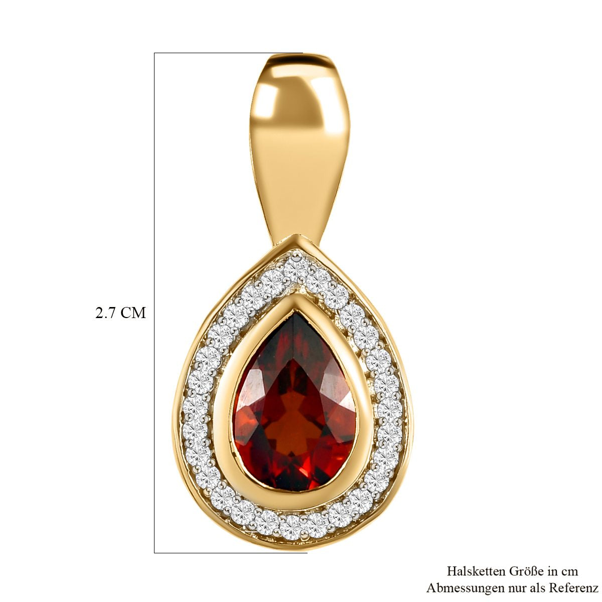 Kirsch Citrin und weißer Zirkon Anhänger, 925 Silber Gelbgold Vermeil ca. 1.99 ct