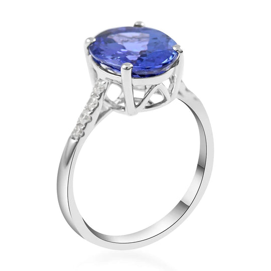 Iliana AAA Tansanit, Weißer DiamantAGI zertifiziert Ringe 750 Gold (Größe 17.00) ca. 3.50 ct