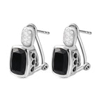 Schwarze Turmalin und weiße Zirkon Ohrringe, 925 Silber platiniert ca. 6.64 ct