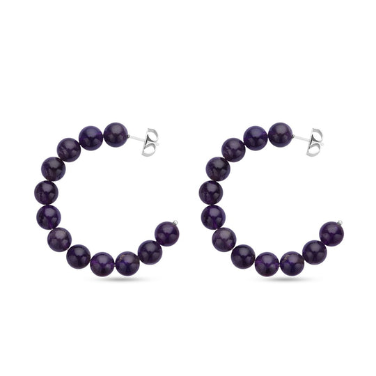Afrikanische Amethyst Creolen, 316L Edelstahl ca. 95.00 ct