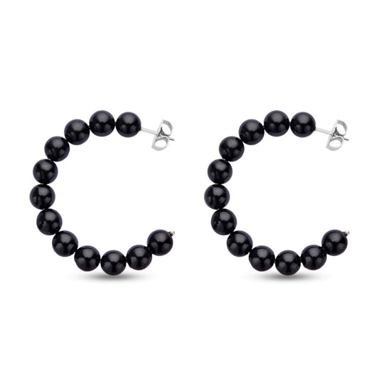 Schwarze Spinell Creolen, 316L Edelstahl ca. 95.00 ct